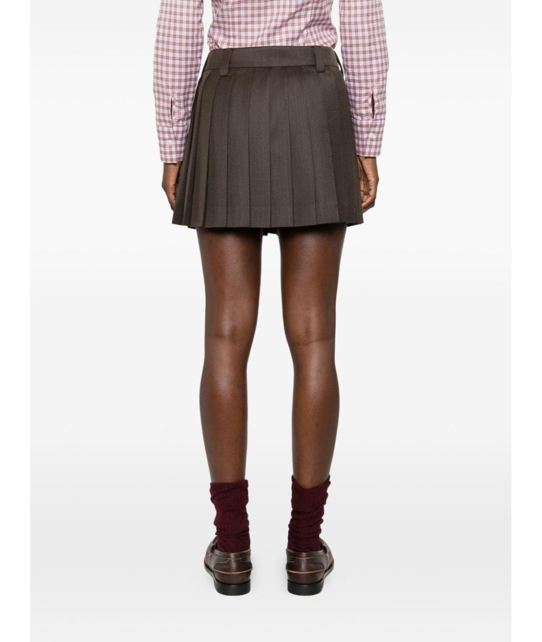 MIU MIU Коричневая шерстяная юбка мини, фото 5