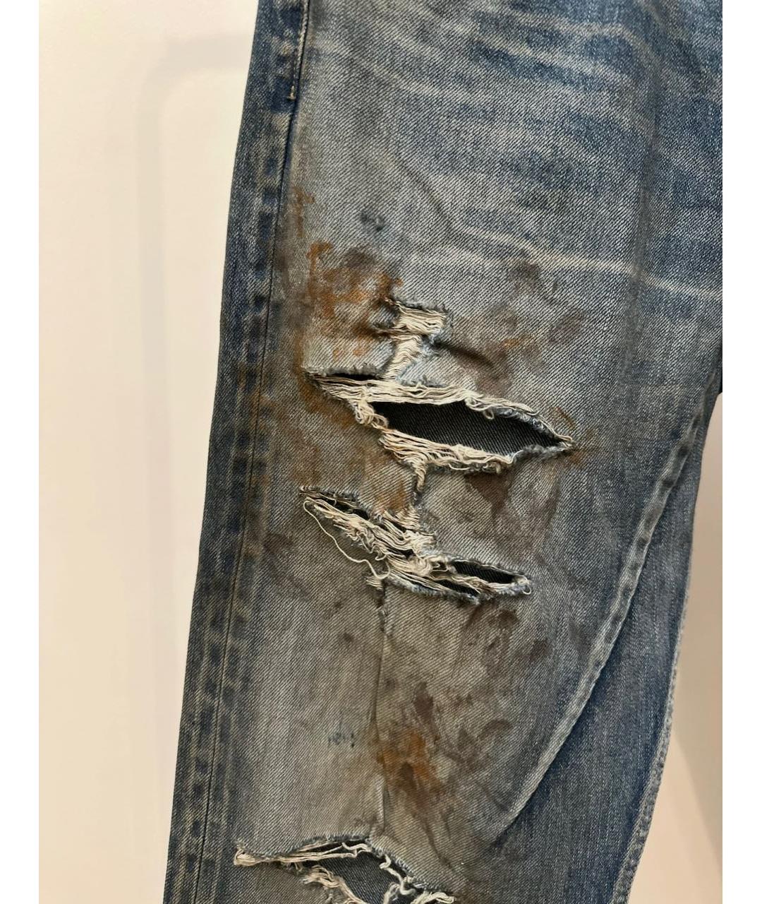 RICK OWENS DRKSHDW Синие хлопковые прямые джинсы, фото 4