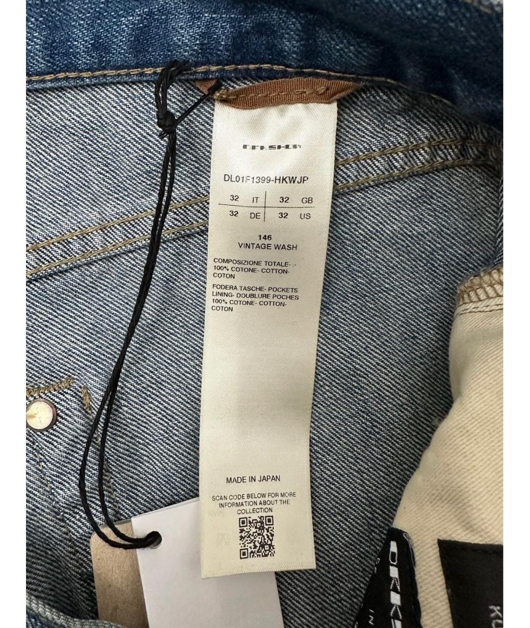 RICK OWENS DRKSHDW Синие хлопковые прямые джинсы, фото 5