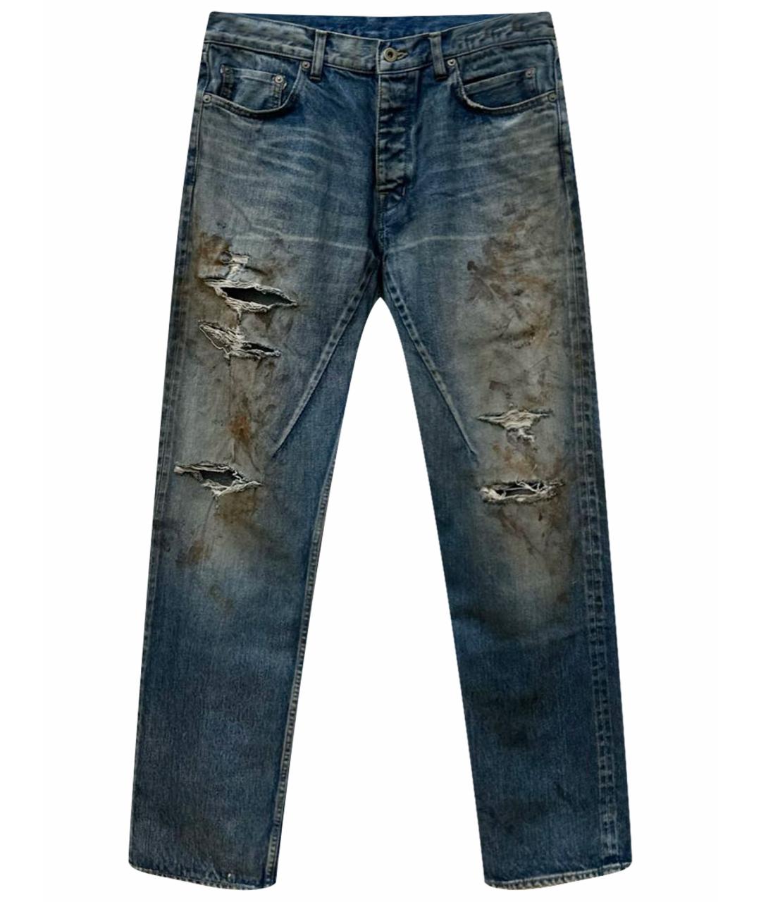 RICK OWENS DRKSHDW Синие хлопковые прямые джинсы, фото 1