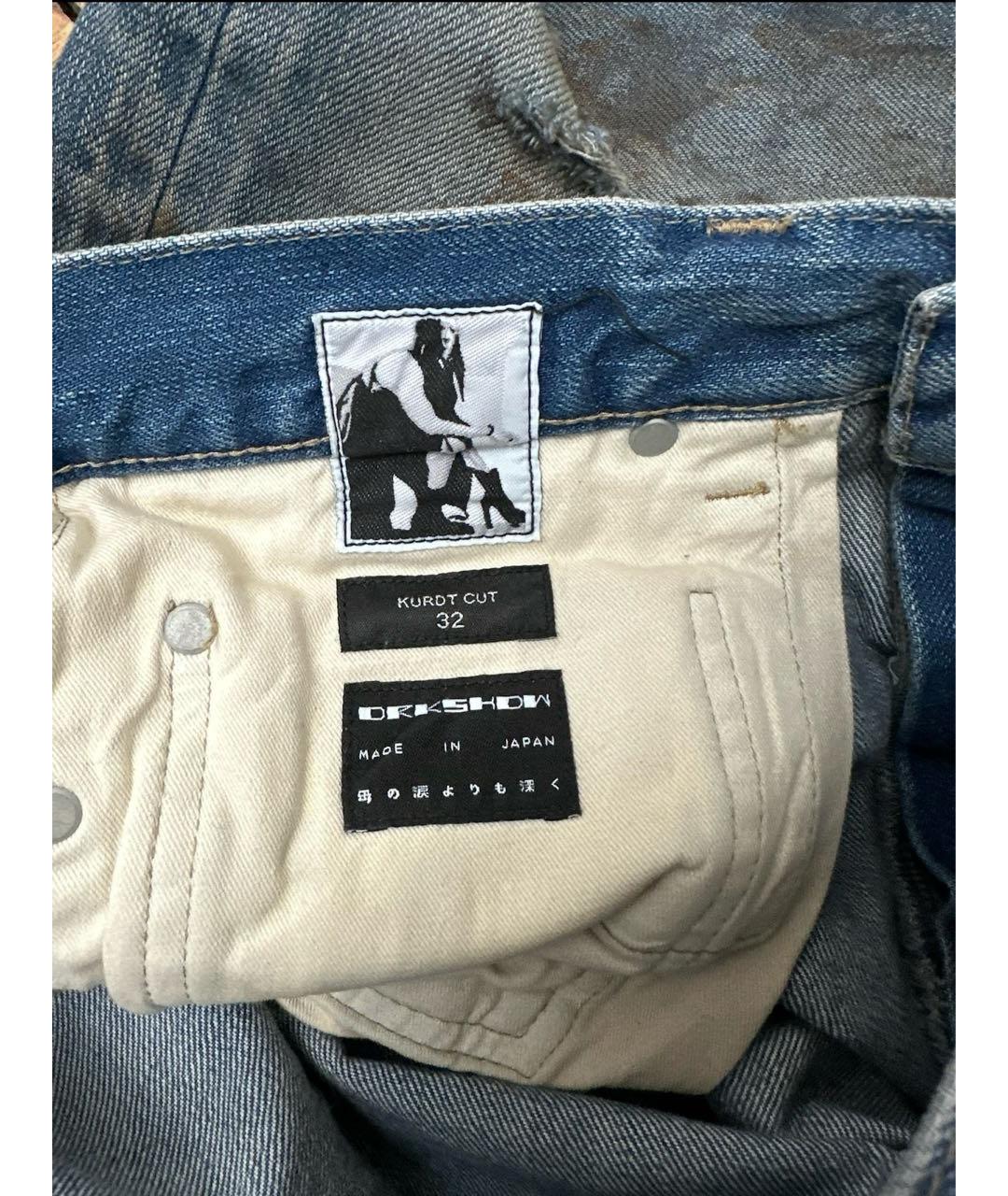 RICK OWENS DRKSHDW Синие хлопковые прямые джинсы, фото 7