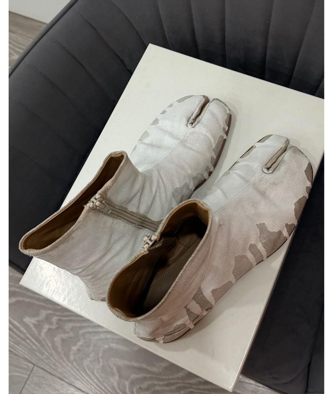 MAISON MARGIELA Бежевые текстильные высокие ботинки, фото 5