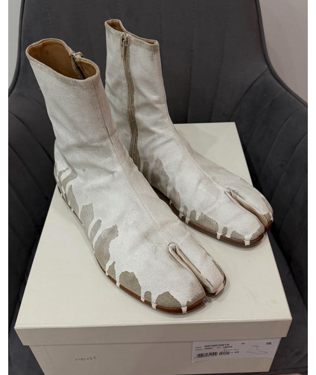 MAISON MARGIELA Бежевые текстильные высокие ботинки, фото 2