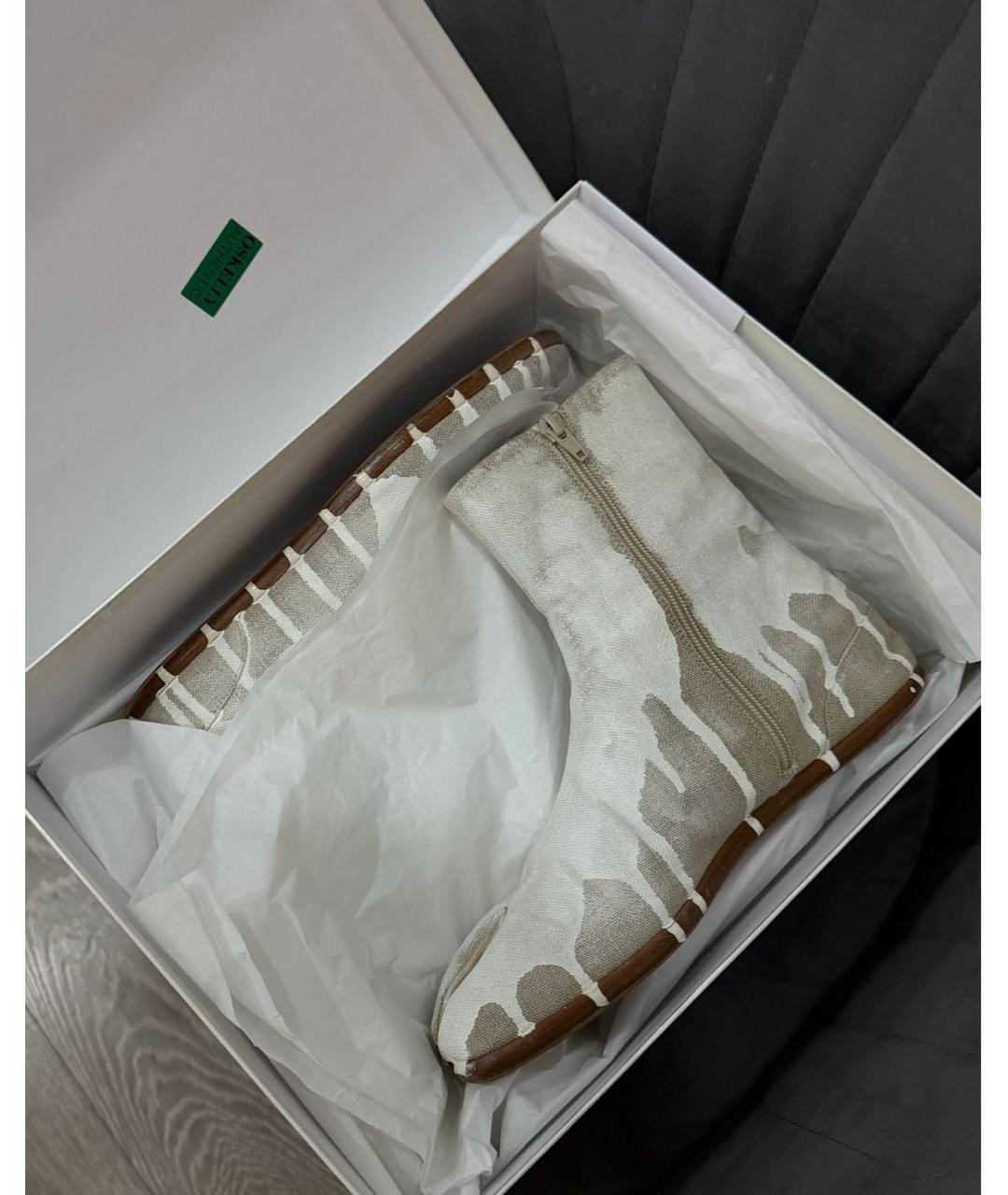 MAISON MARGIELA Бежевые текстильные высокие ботинки, фото 4