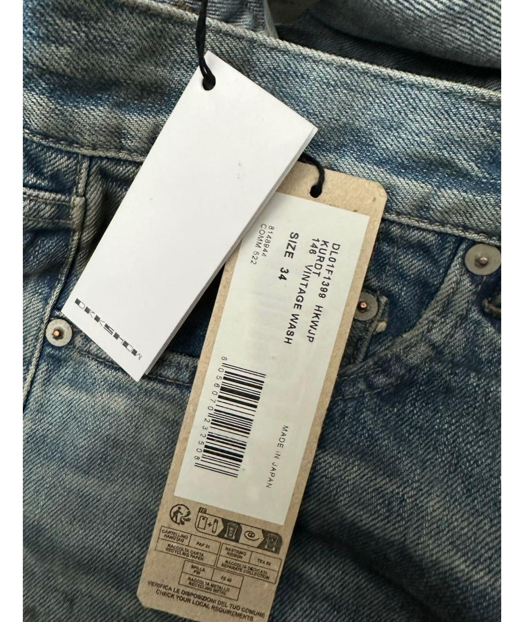 RICK OWENS DRKSHDW Синие хлопковые прямые джинсы, фото 7