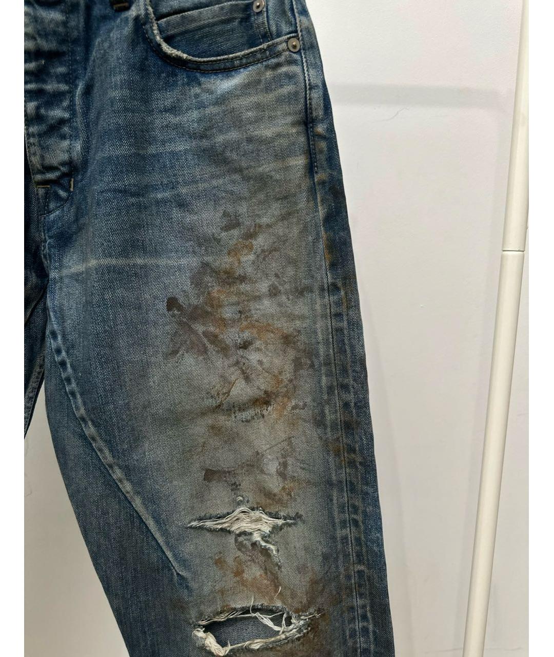 RICK OWENS DRKSHDW Синие хлопковые прямые джинсы, фото 3