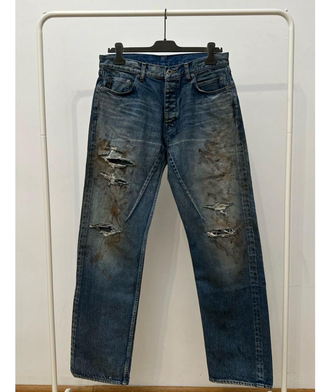 RICK OWENS DRKSHDW Синие хлопковые прямые джинсы, фото 8