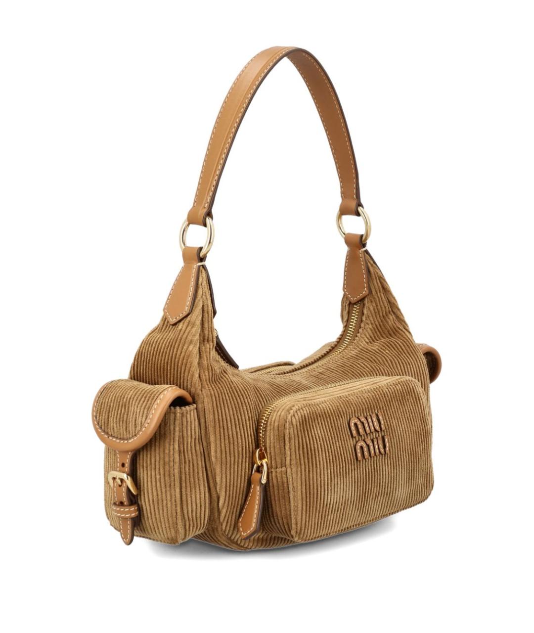 MIU MIU Коричневая хлопковая сумка через плечо, фото 3