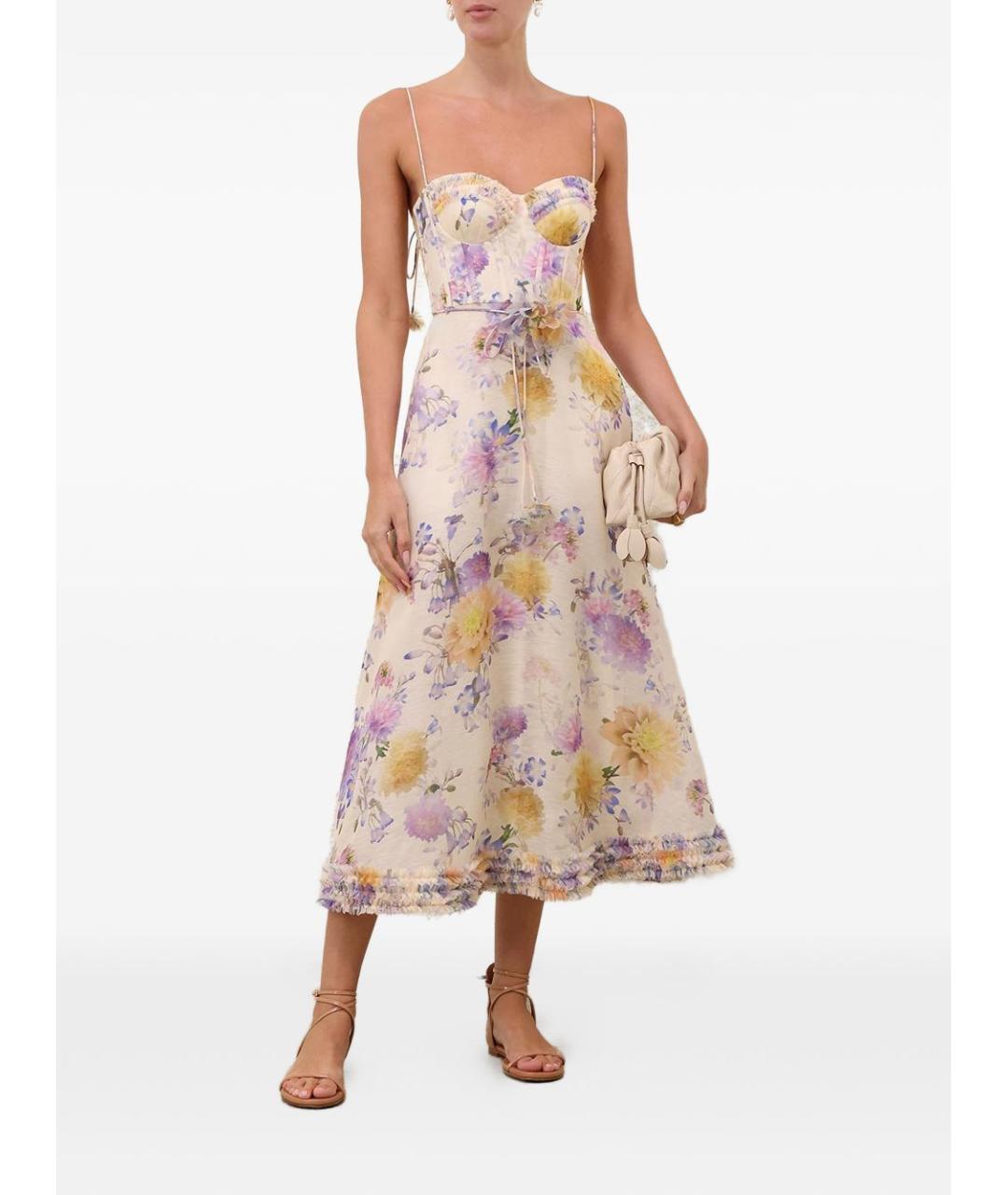 ZIMMERMANN Бежевый льняной сарафан, фото 3