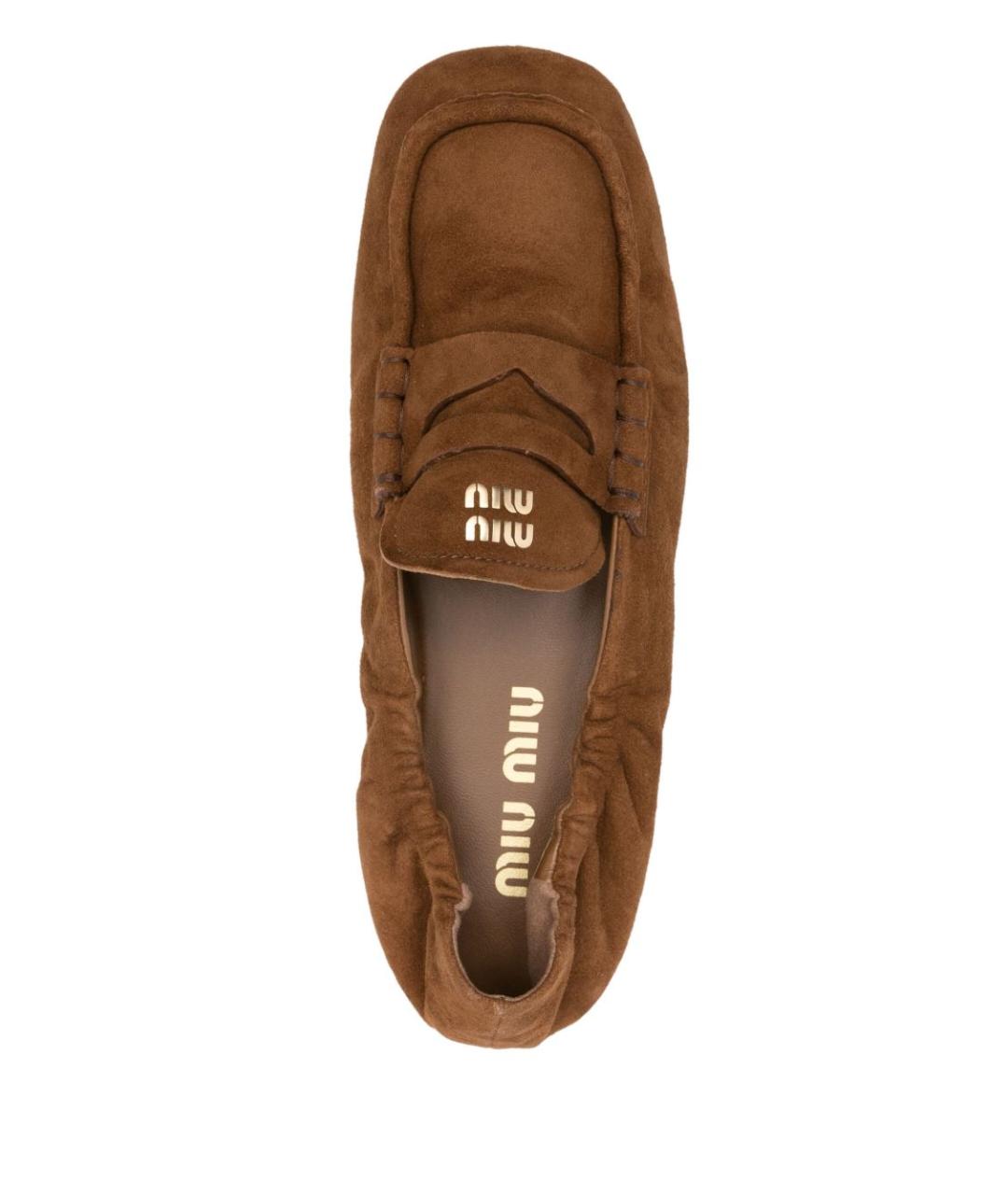 MIU MIU Коричневые кожаные лоферы, фото 4