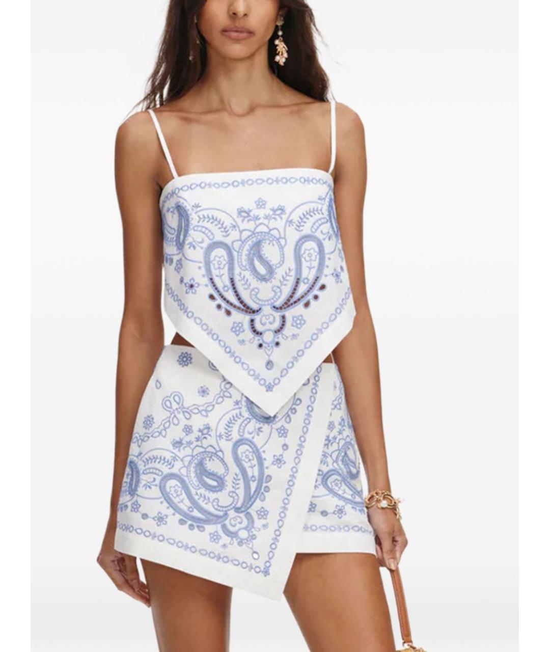 SELF-PORTRAIT Голубая льняная майка, фото 4