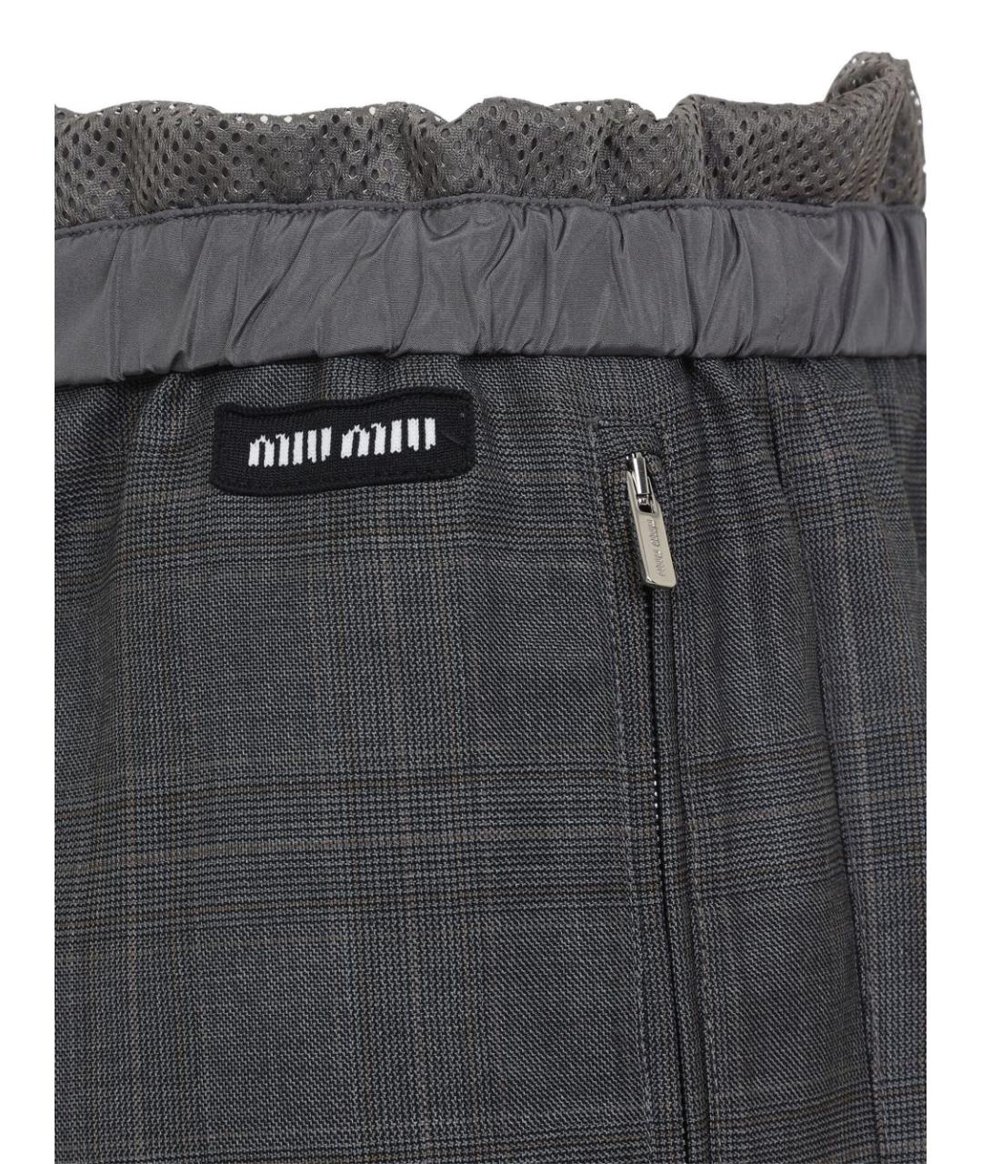 MIU MIU Серые шерстяные прямые брюки, фото 3