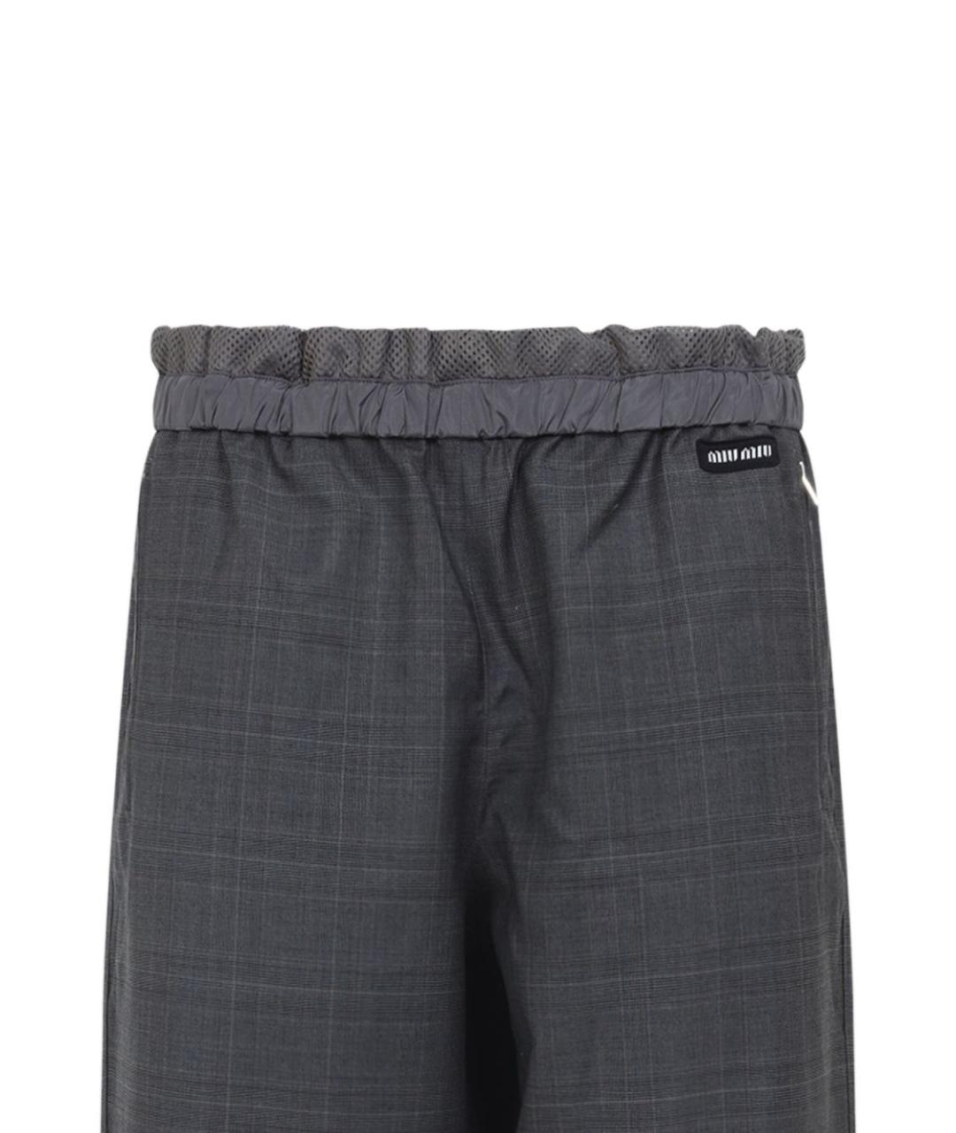 MIU MIU Серые шерстяные прямые брюки, фото 5