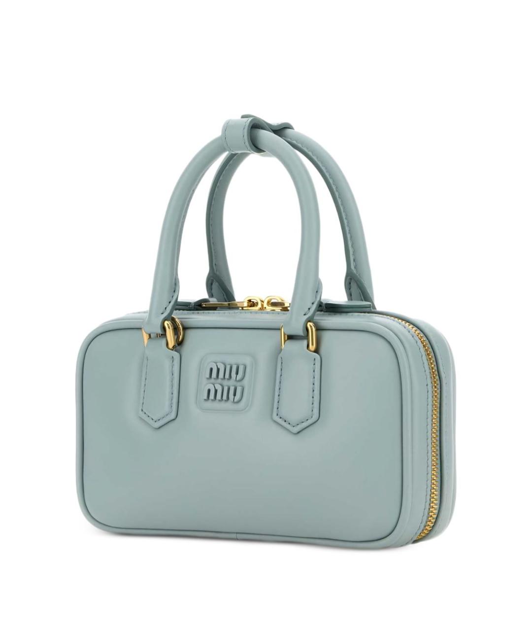 MIU MIU Голубая кожаная сумка с короткими ручками, фото 3