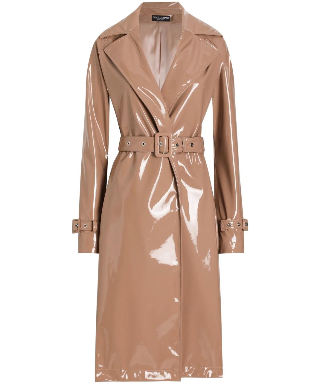 DOLCE&GABBANA Бежевый полиэстеровый тренч/плащ, фото 1