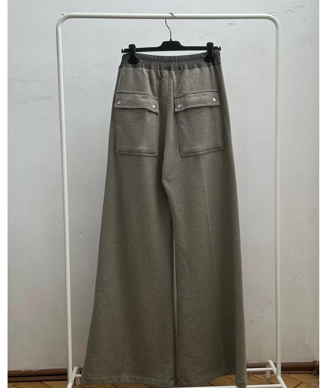 RICK OWENS DRKSHDW Серые хлопковые повседневные брюки, фото 2
