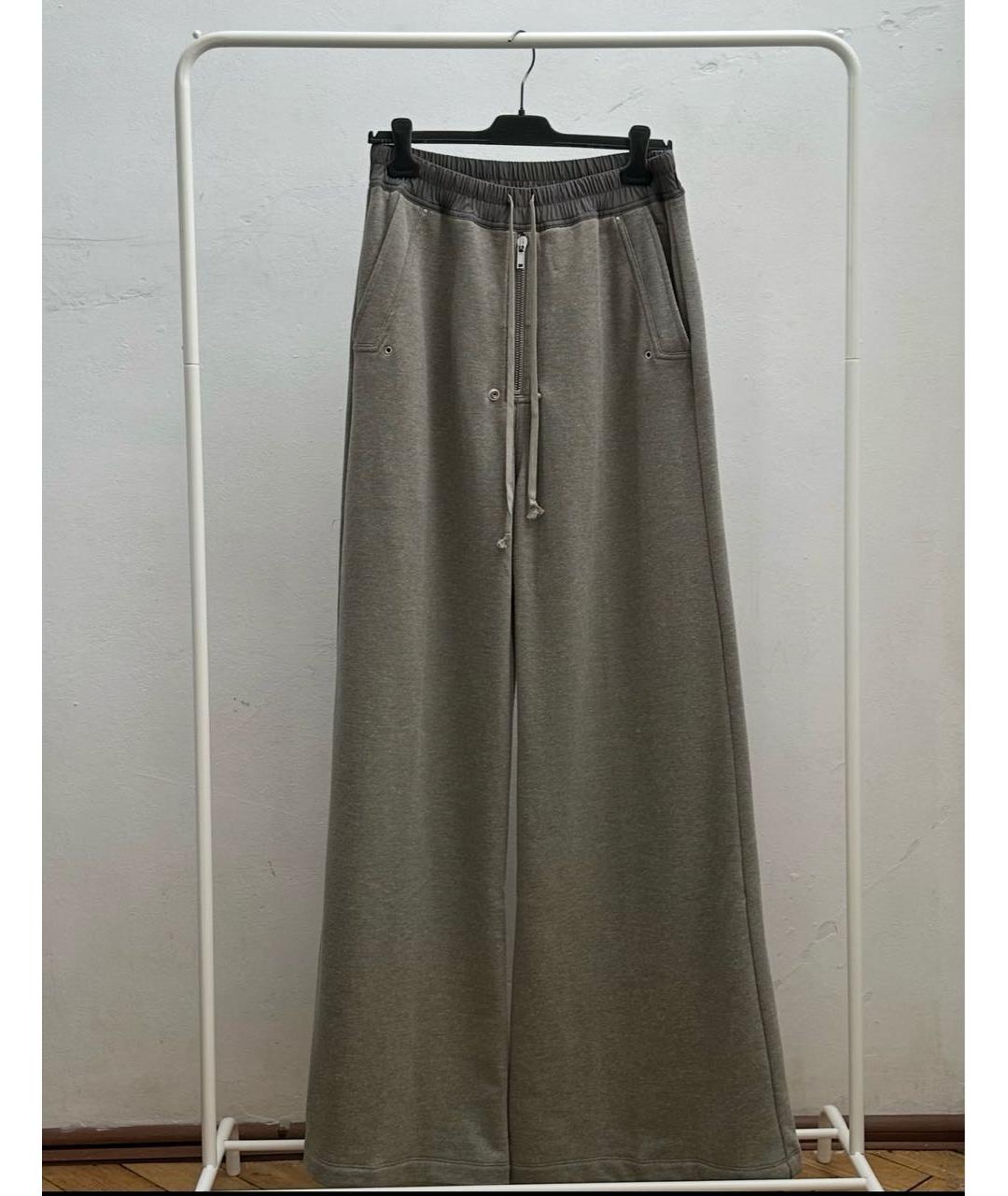 RICK OWENS DRKSHDW Серые хлопковые повседневные брюки, фото 7