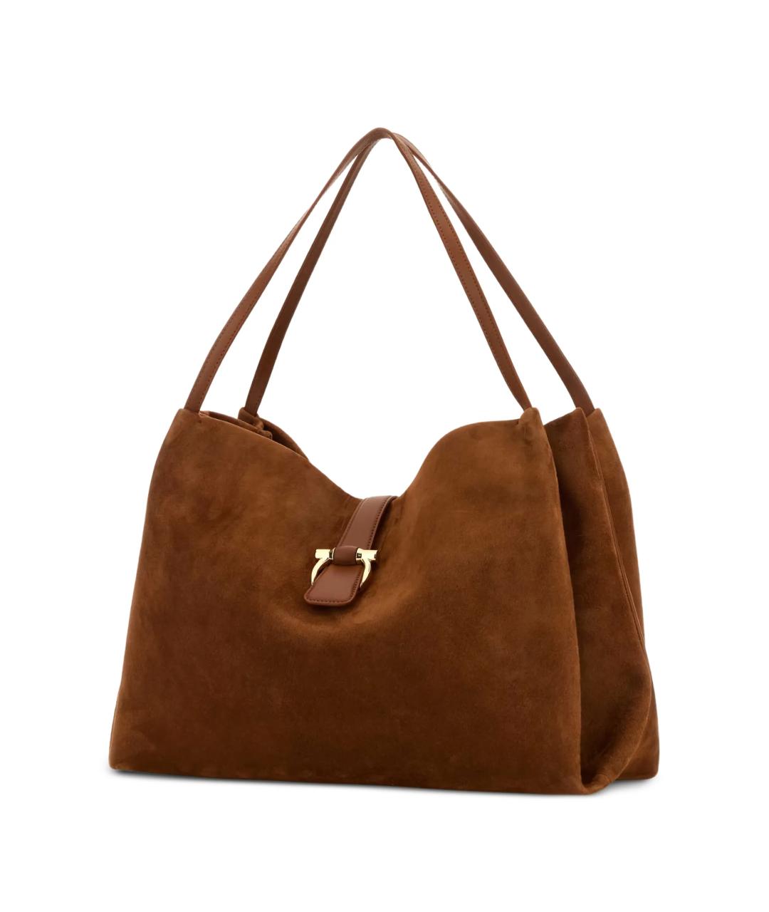 FERRAGAMO Коричневая замшевая сумка через плечо, фото 2