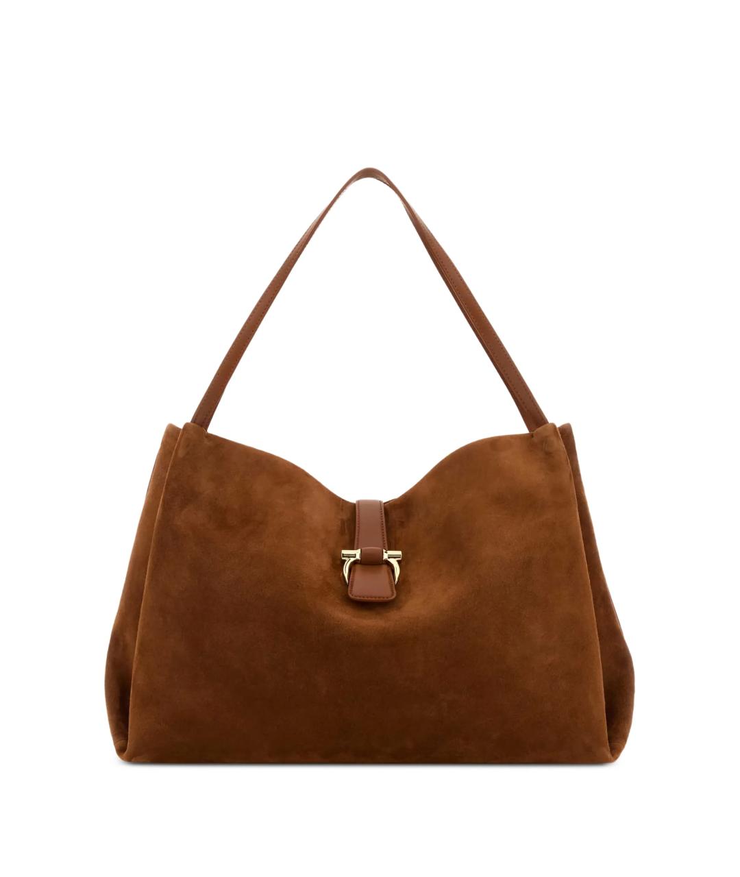 FERRAGAMO Коричневая замшевая сумка через плечо, фото 1