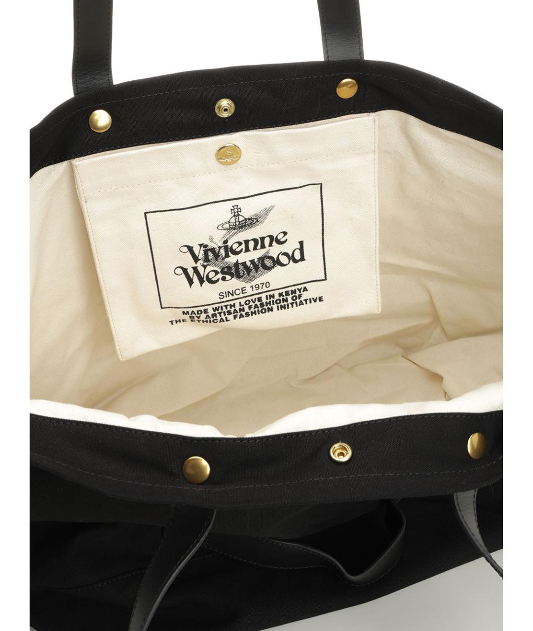 VIVIENNE WESTWOOD Черная хлопковая сумка с короткими ручками, фото 4