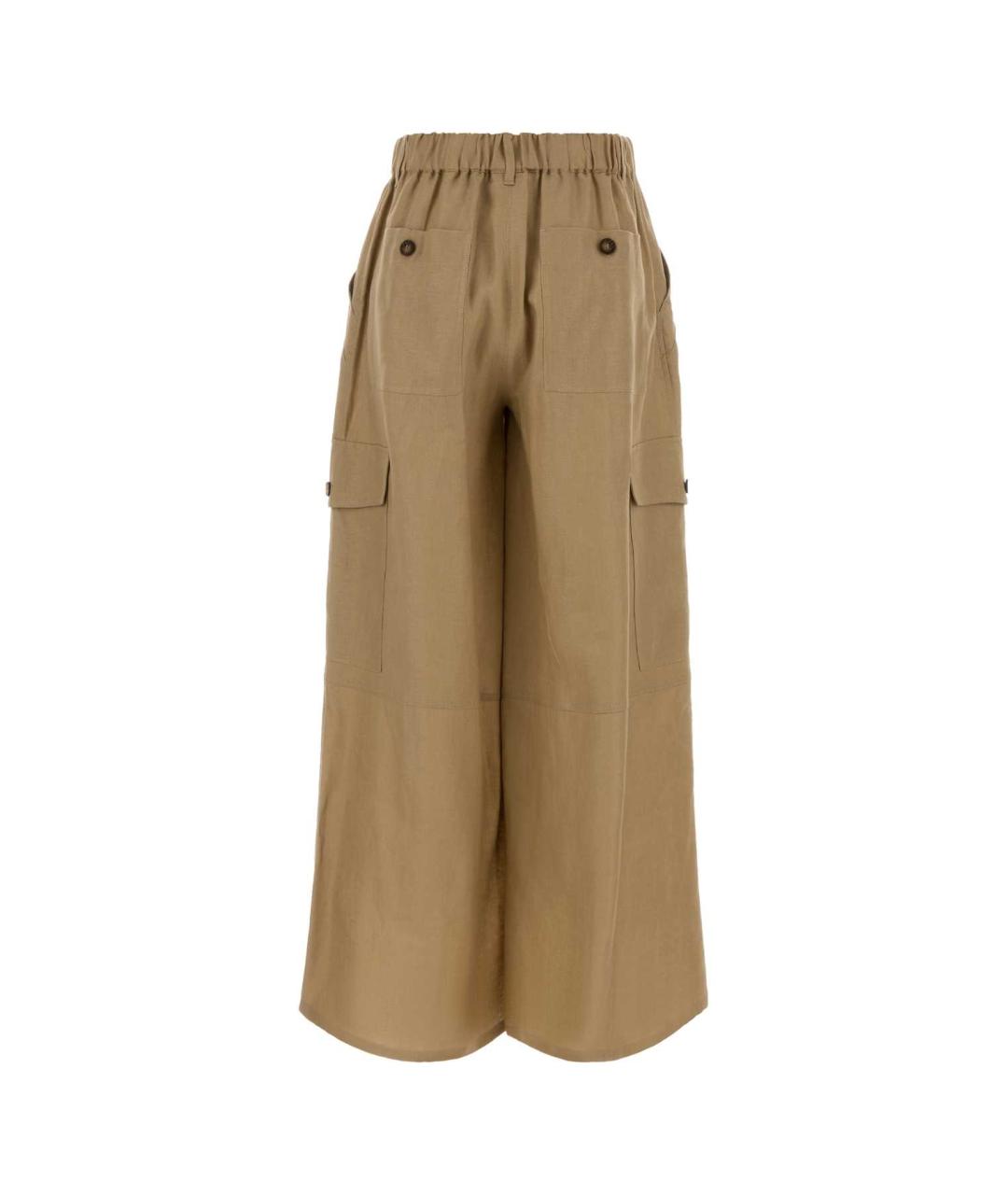 WEEKEND MAX MARA Бежевые льняные прямые брюки, фото 2