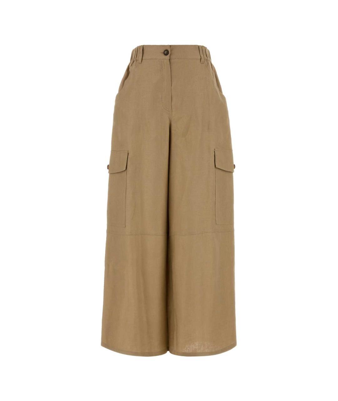 WEEKEND MAX MARA Бежевые льняные прямые брюки, фото 3