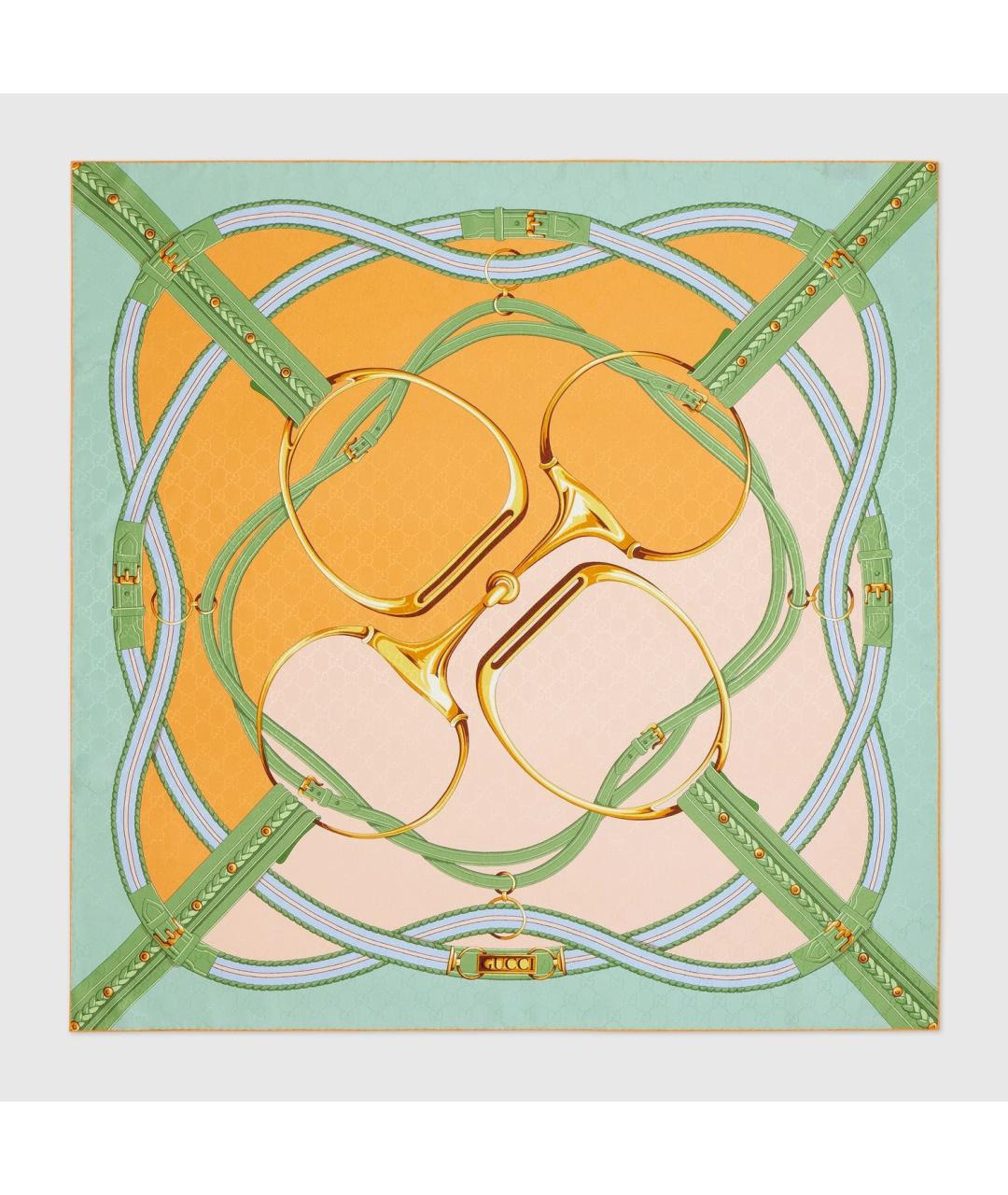 GUCCI Розовый шелковый шарф, фото 1