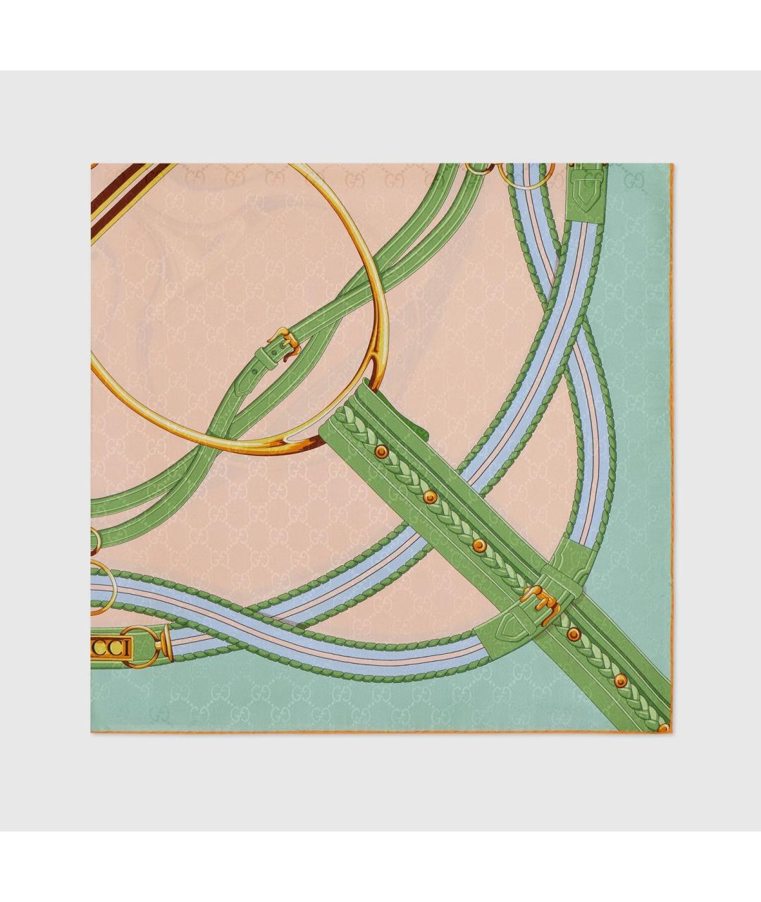 GUCCI Розовый шелковый шарф, фото 2