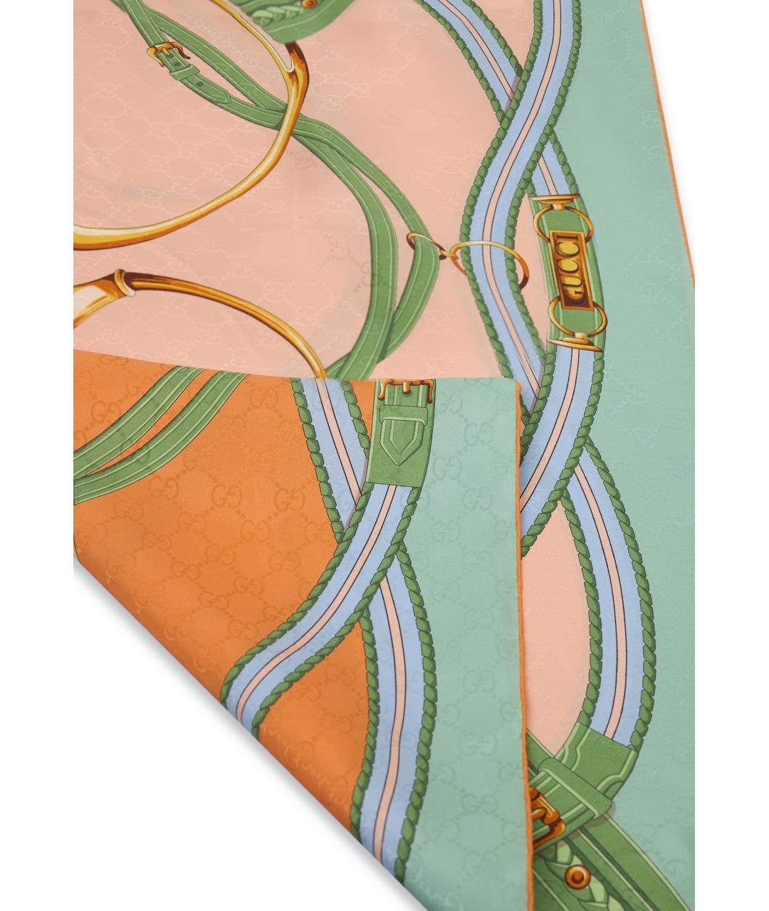 GUCCI Розовый шелковый шарф, фото 3