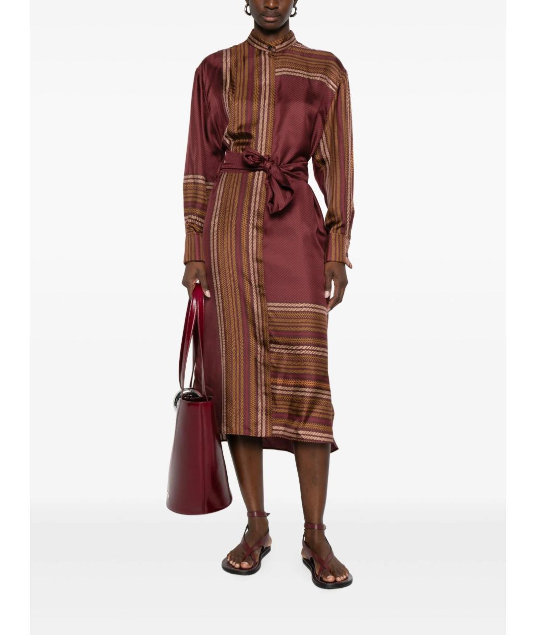 MAX MARA Красное шелковое повседневное платье, фото 4