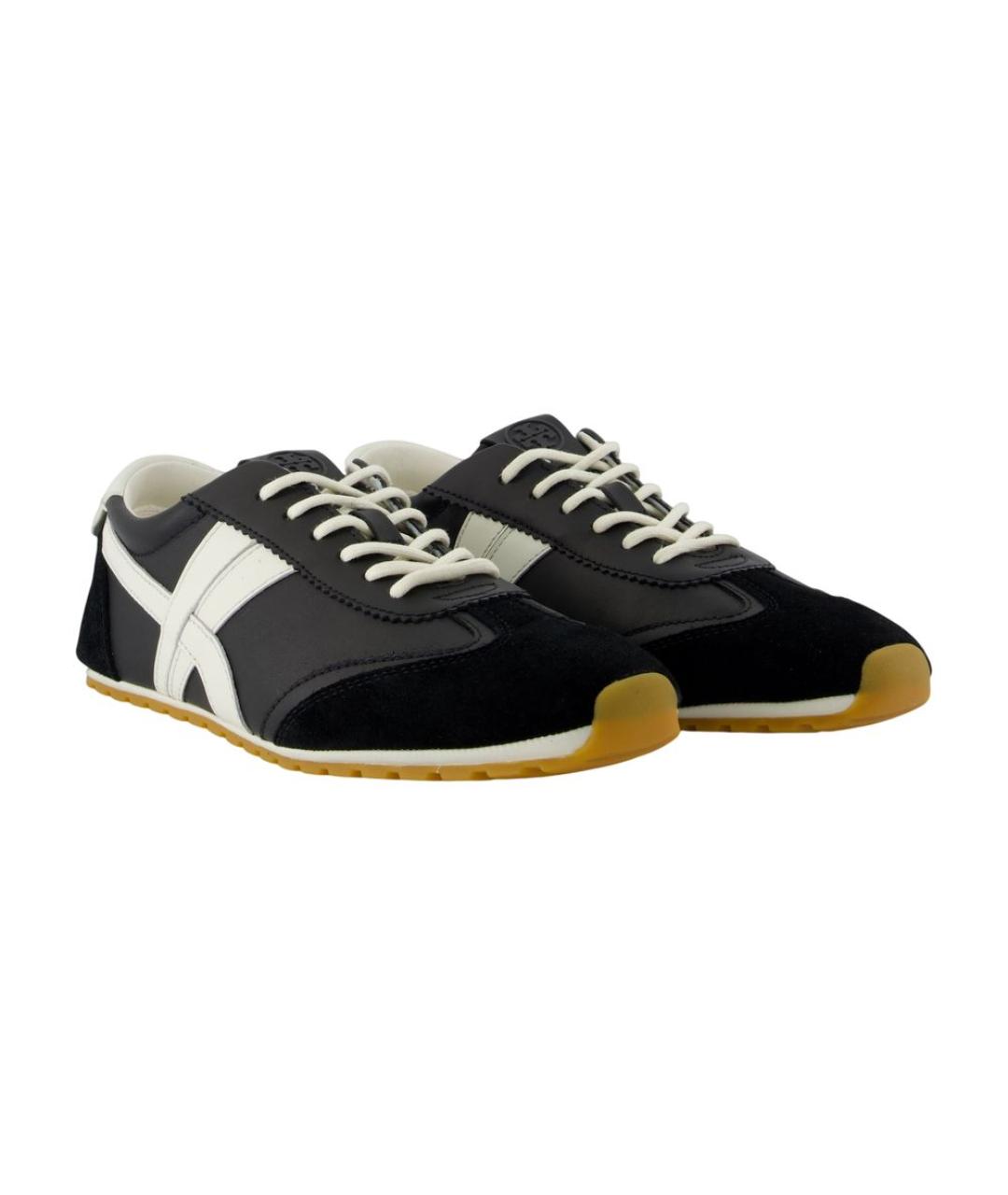 TORY BURCH Черные кожаные кроссовки, фото 2