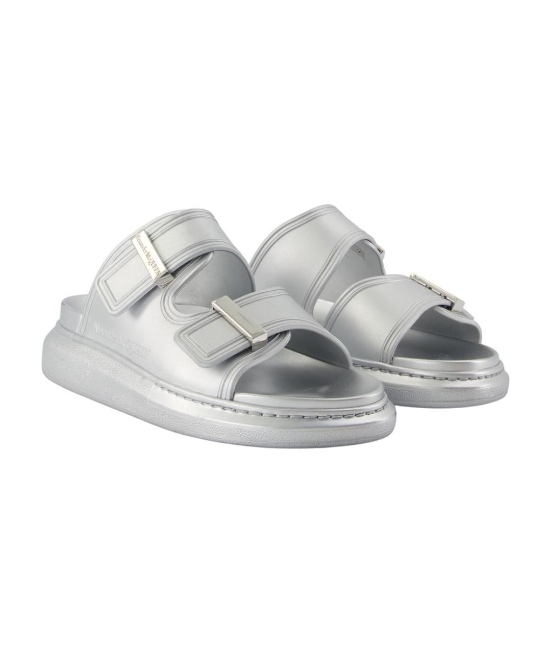 ALEXANDER MCQUEEN Серебряные резиновые сандалии, фото 2