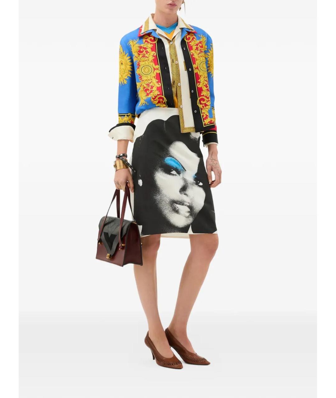 VERSACE Бежевая шелковая рубашка, фото 4