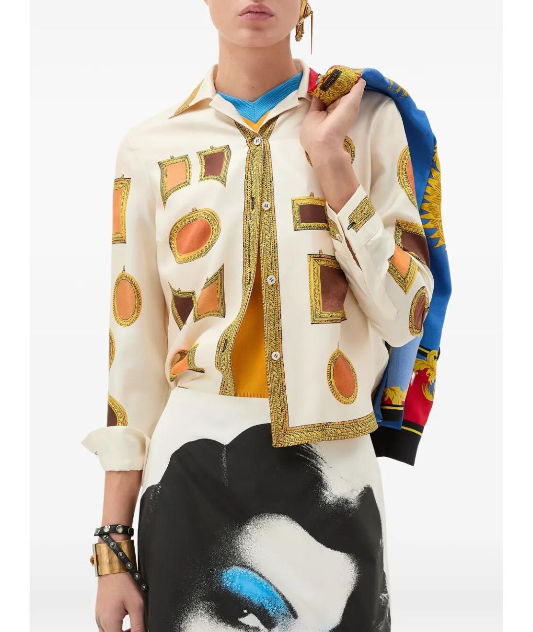 VERSACE Бежевая шелковая рубашка, фото 2