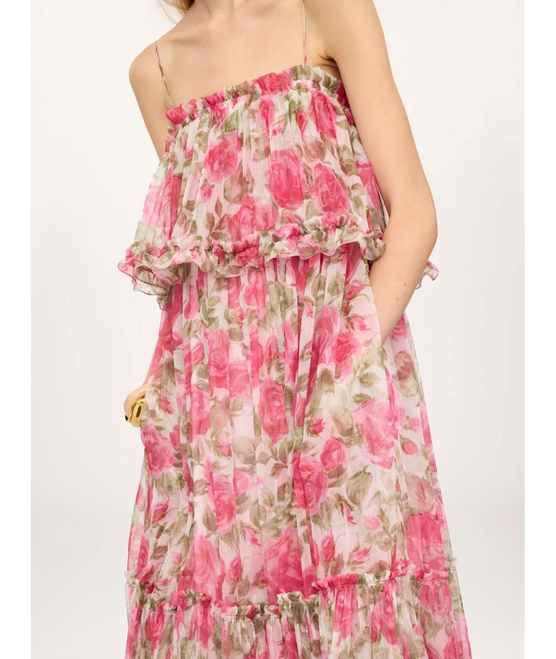 CHLOE Розовое шелковое повседневное платье, фото 4