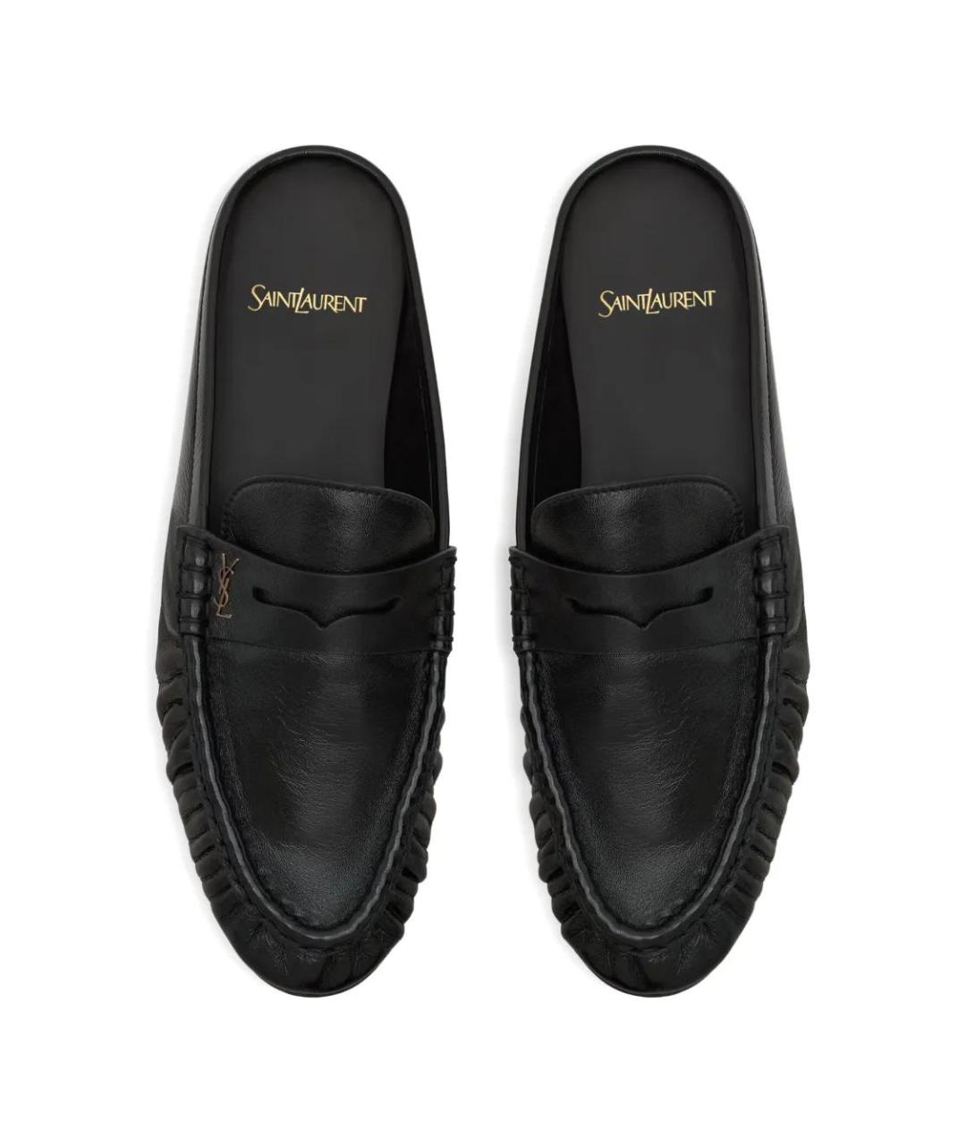 SAINT LAURENT Черные кожаные лоферы, фото 3
