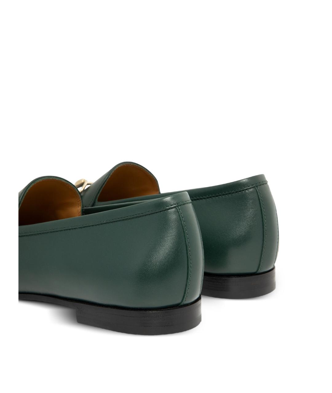 GUCCI Зеленые кожаные лоферы, фото 3