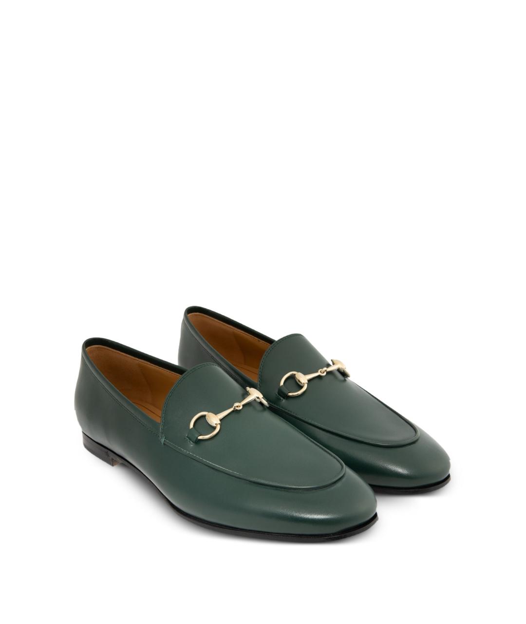 GUCCI Зеленые кожаные лоферы, фото 4