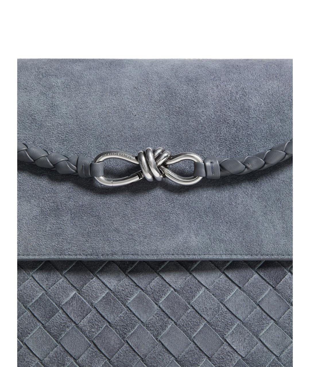 BOTTEGA VENETA Голубая замшевая сумка на плечо, фото 3