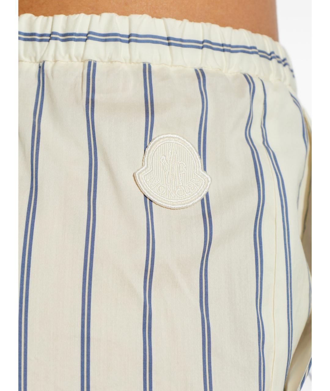 MONCLER Белые хлопковые прямые брюки, фото 5