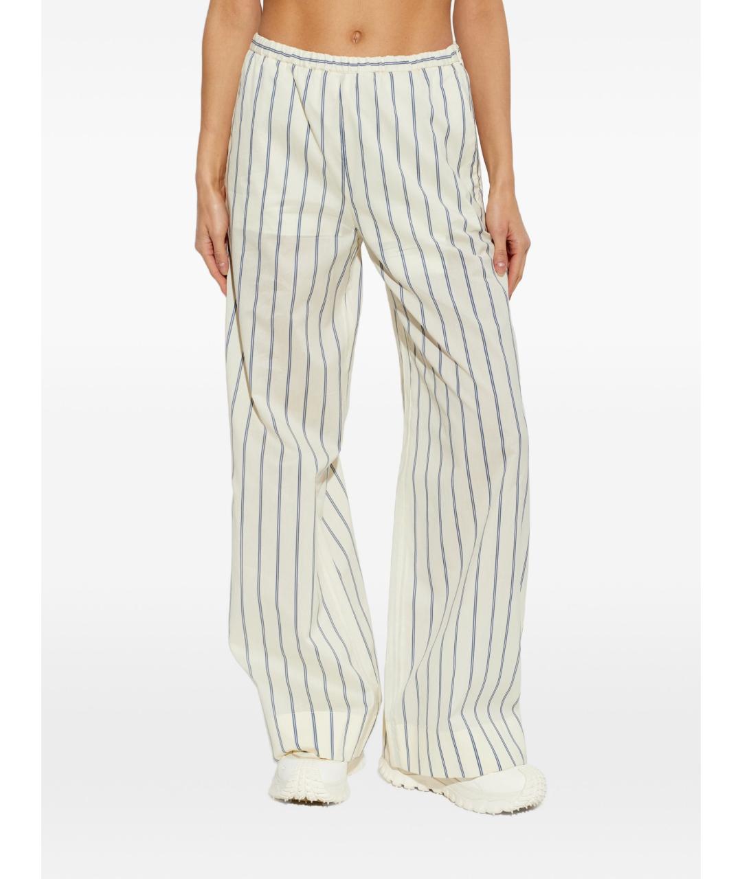 MONCLER Белые хлопковые прямые брюки, фото 3