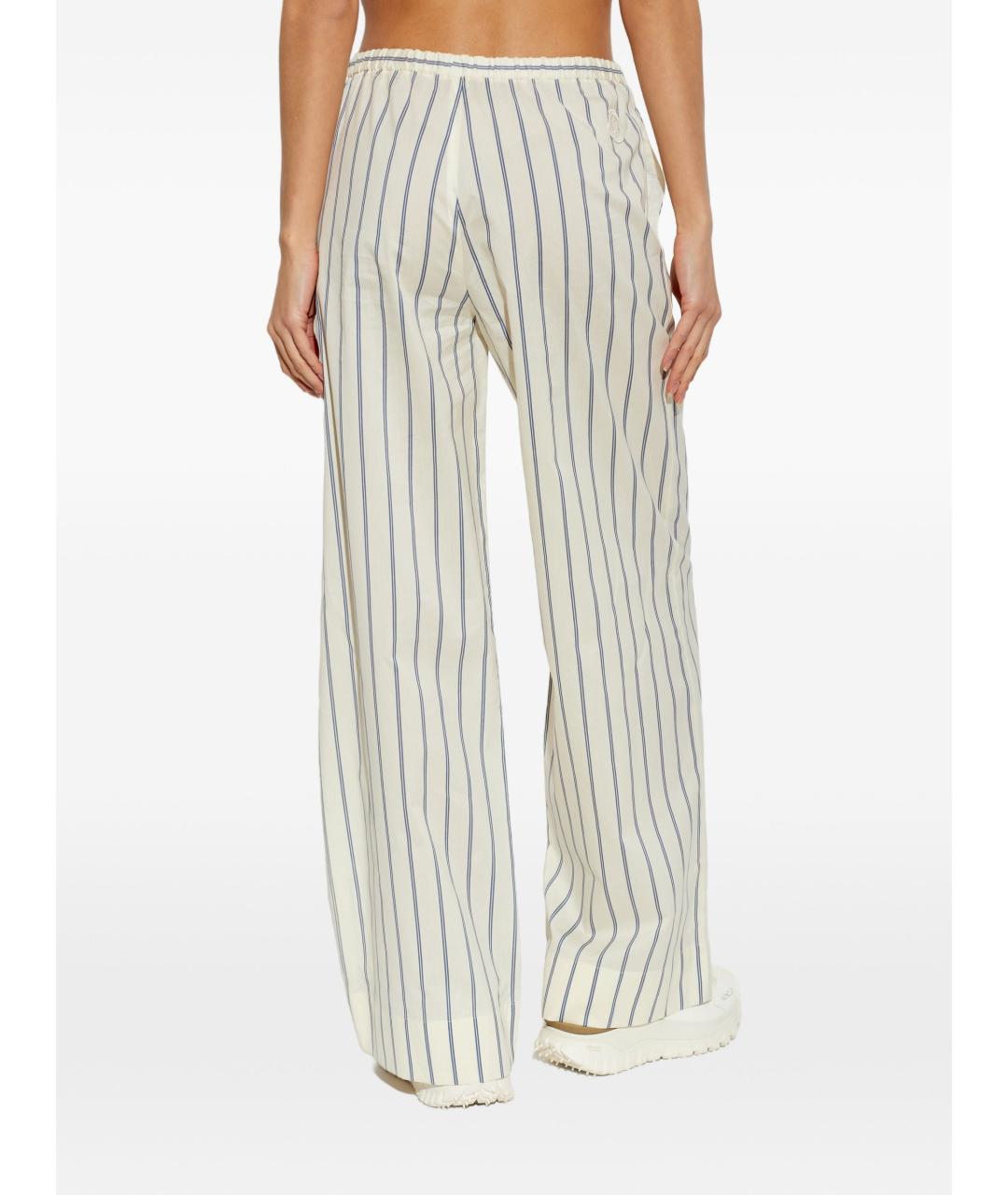 MONCLER Белые хлопковые прямые брюки, фото 2