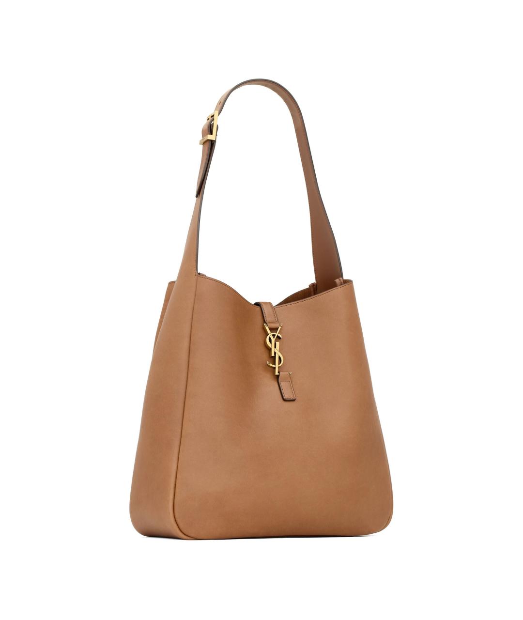 SAINT LAURENT Коричневая кожаная сумка через плечо, фото 3