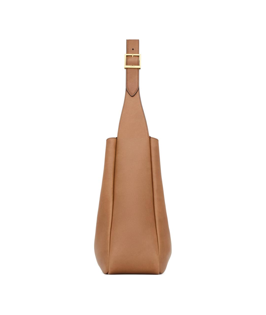 SAINT LAURENT Коричневая кожаная сумка через плечо, фото 4