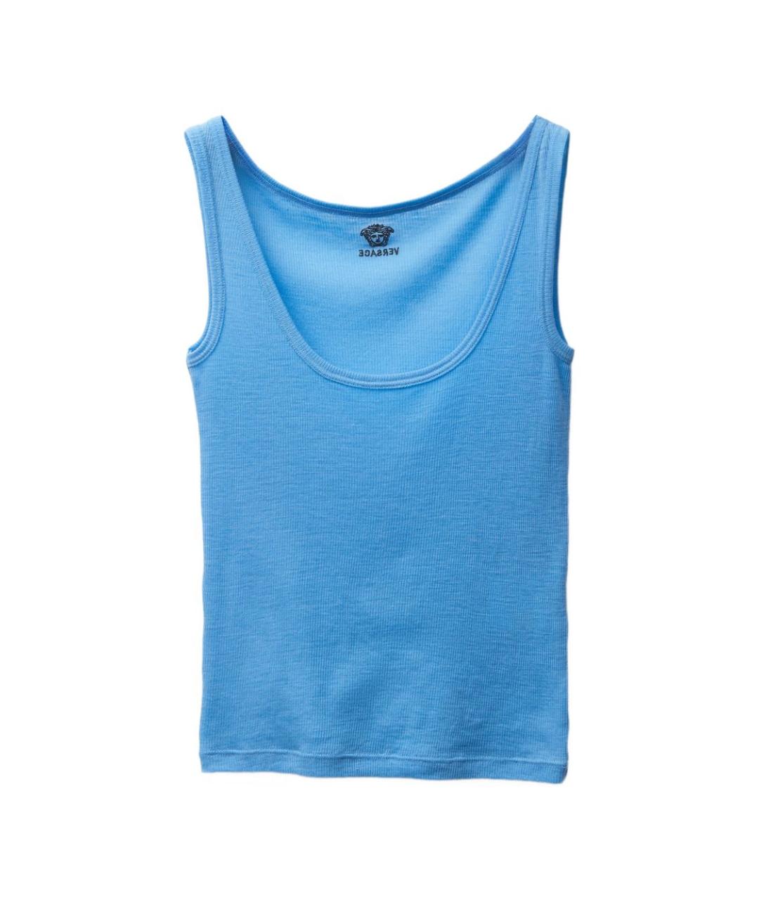 VERSACE Синяя шерстяная майка, фото 1