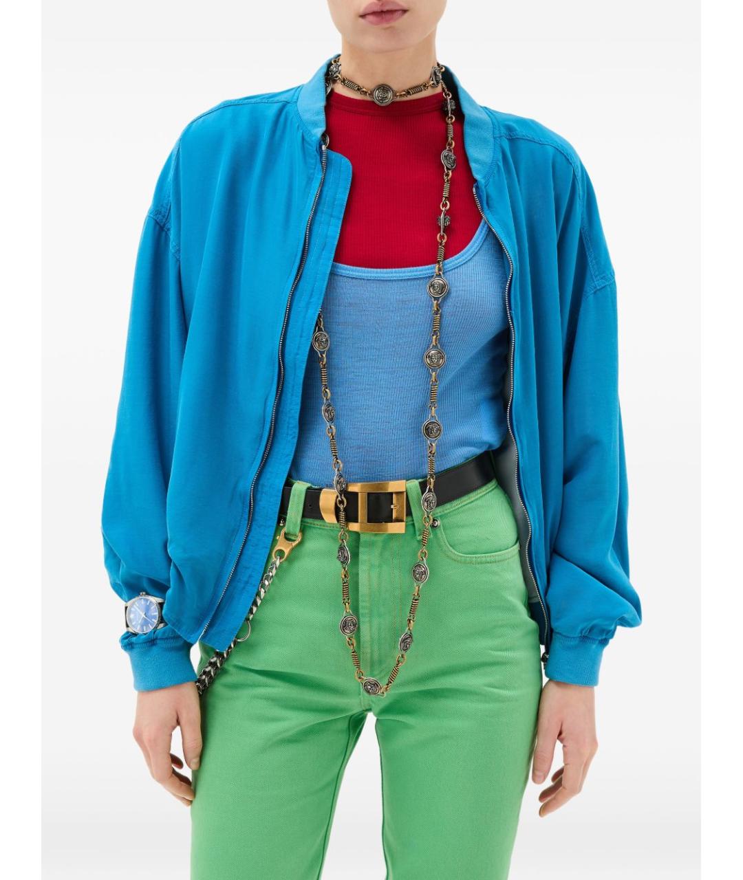 VERSACE Синяя шерстяная майка, фото 3