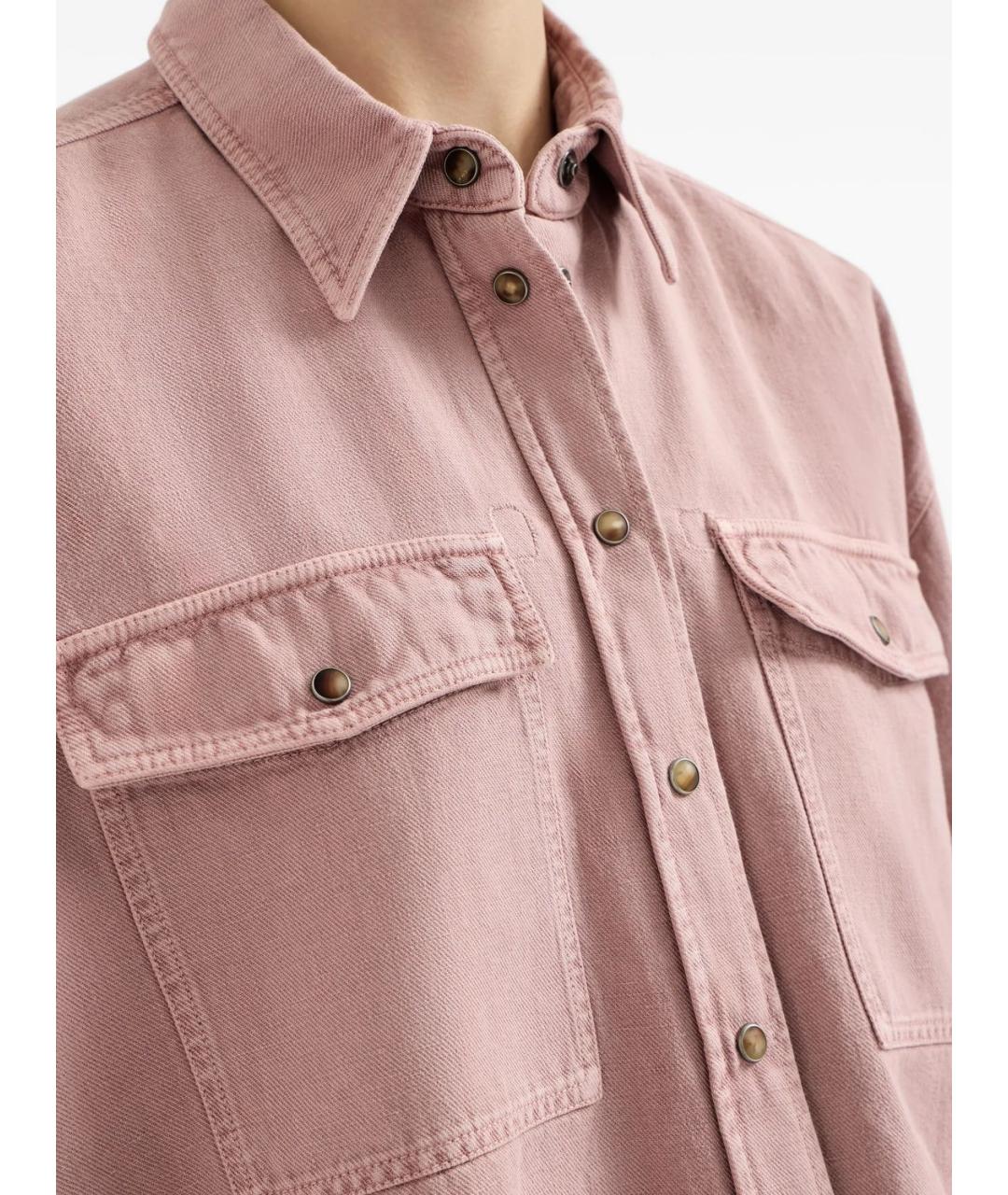 BRUNELLO CUCINELLI Розовая хлопковая рубашка, фото 4