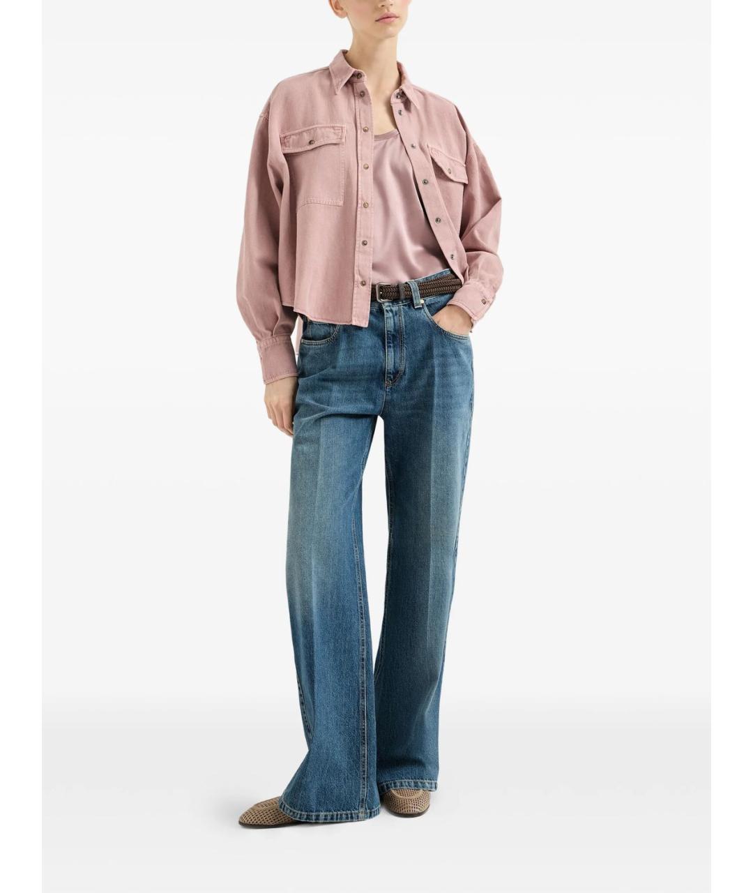 BRUNELLO CUCINELLI Розовая хлопковая рубашка, фото 5