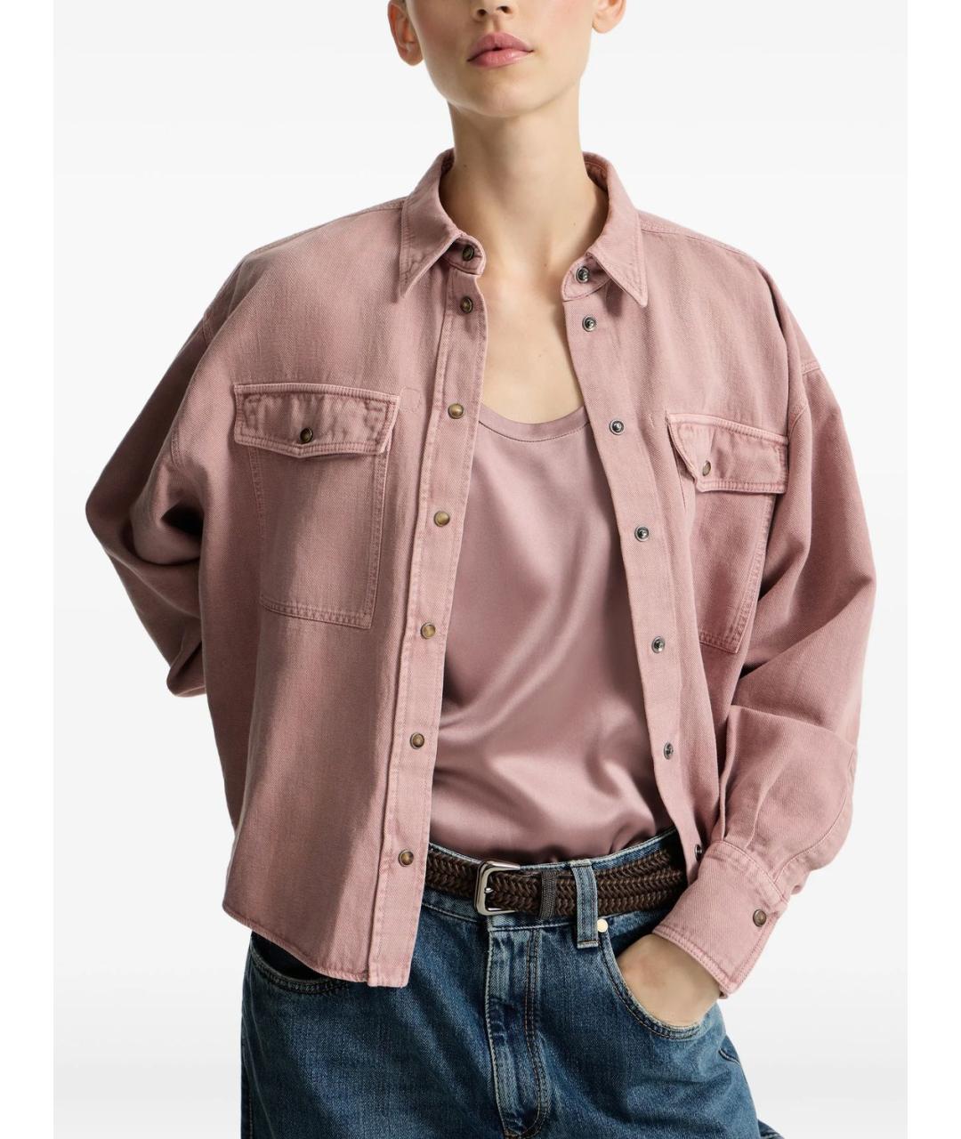 BRUNELLO CUCINELLI Розовая хлопковая рубашка, фото 2