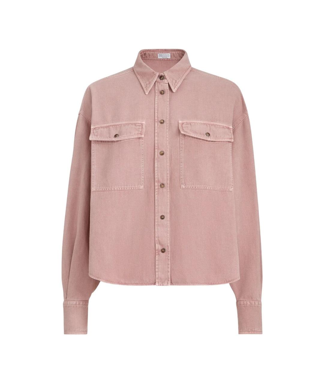 BRUNELLO CUCINELLI Розовая хлопковая рубашка, фото 1